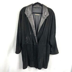 Casini Firenze Leather Coat Womens Medium Black  Italian Buttery Goth Western